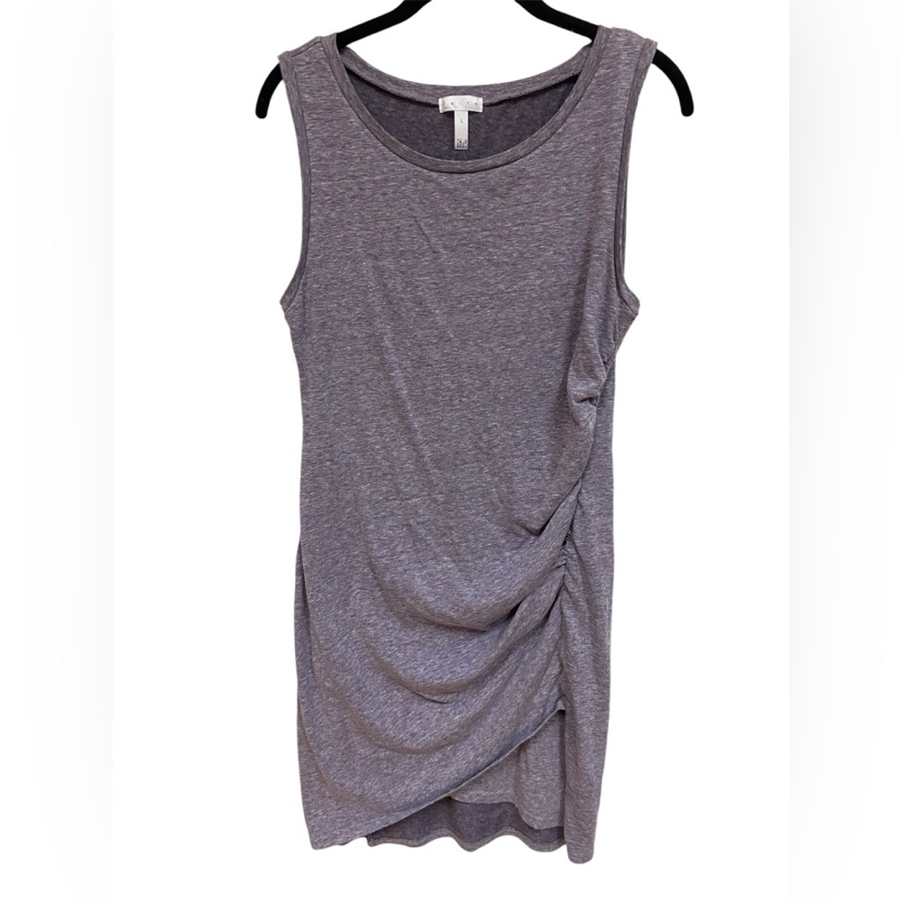 Leith Ruched Side Sleeveless Dress in Heathered Purple - Size Large